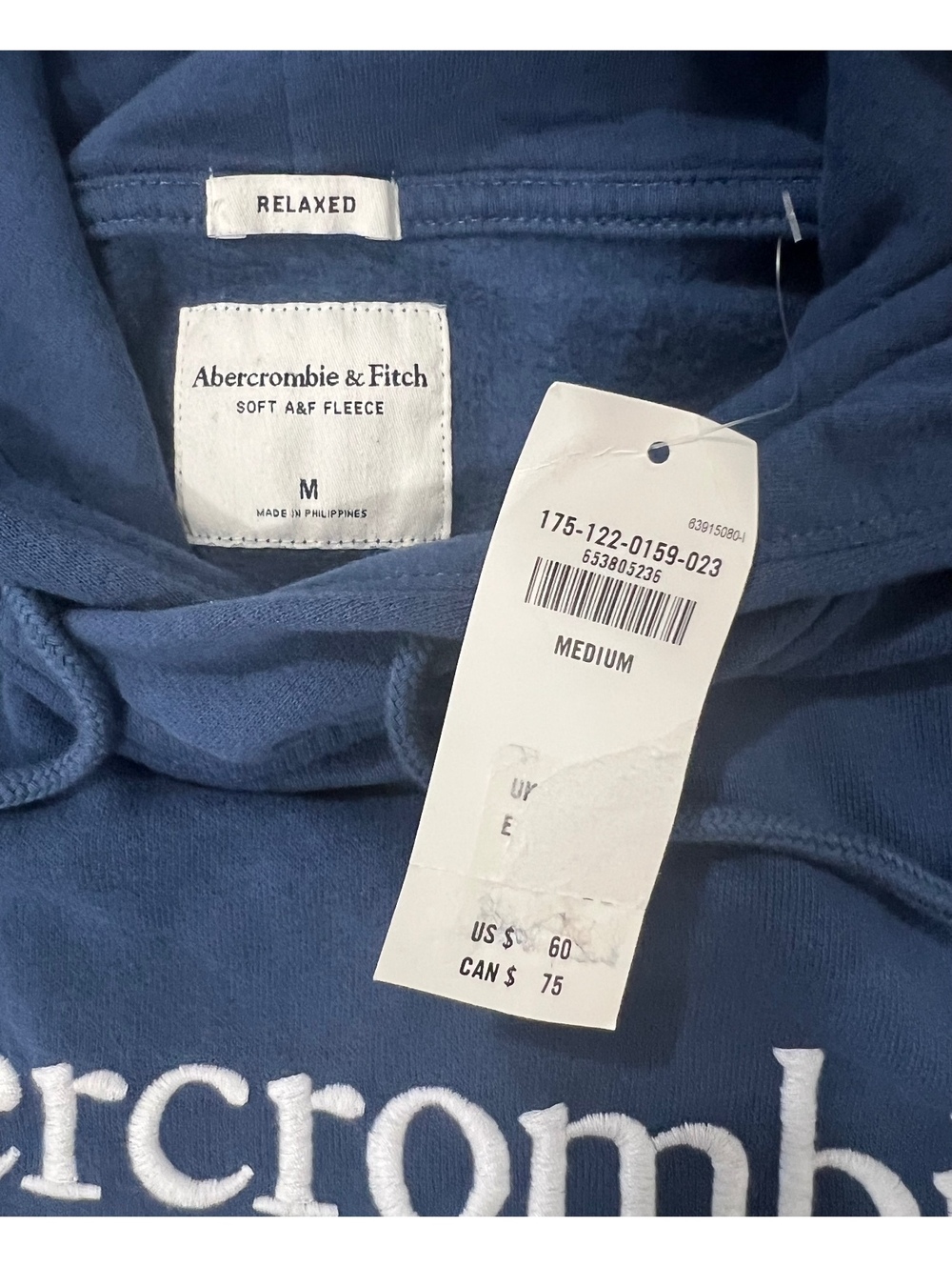 Y2K Abercrombie & Fitch NWT Blue embroidered Hoodie Medium - Picture 5 of 7